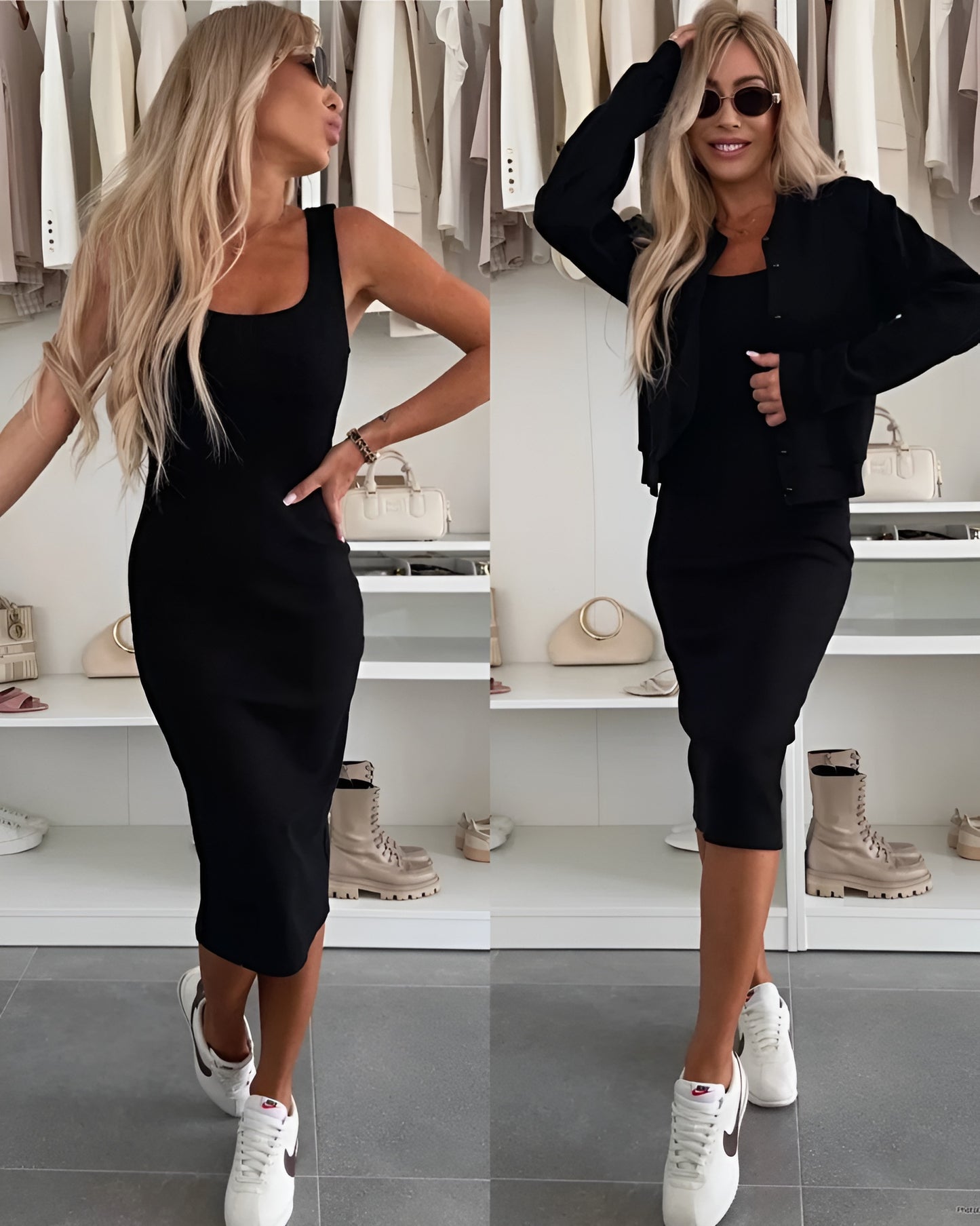 Hilda™ | Stockholm Set – Midiklänning & Bomberjacka