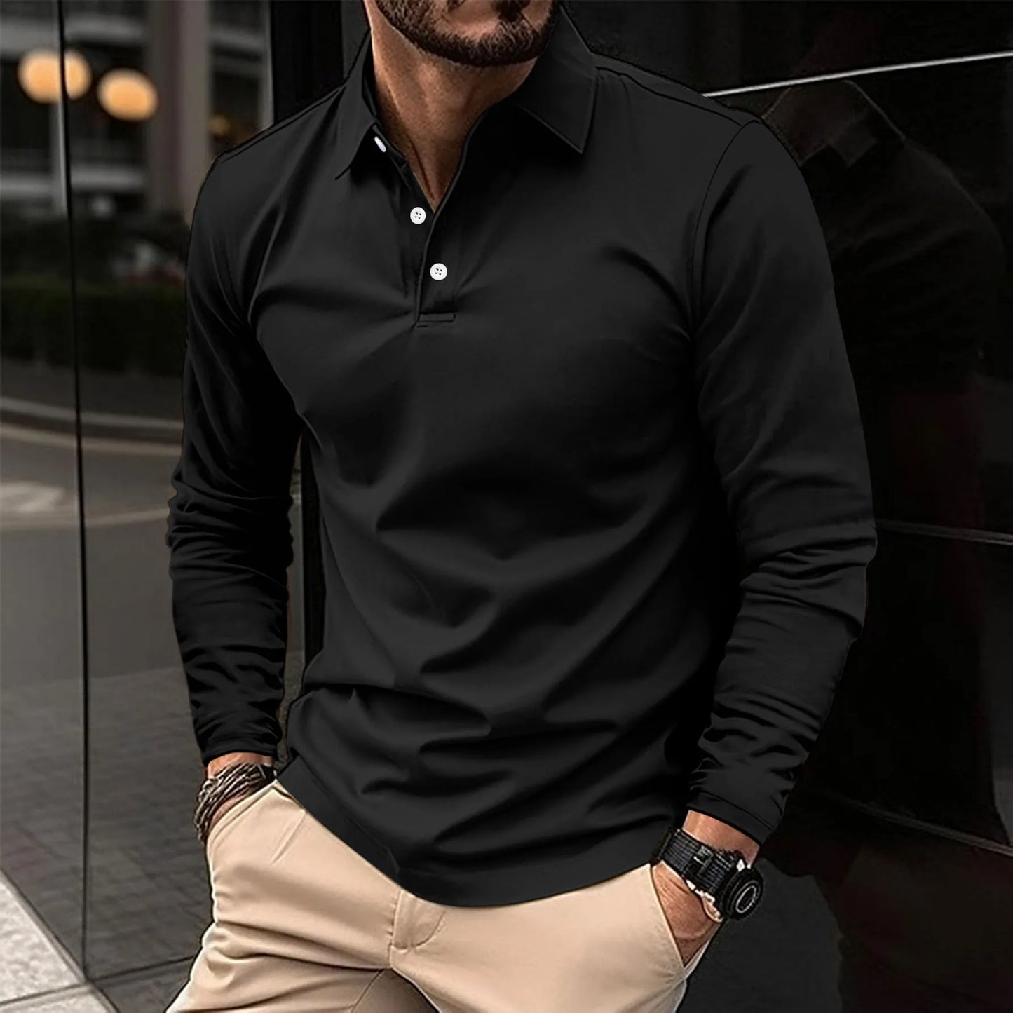 Hugo™ | Stilren långärmad pikétröja för moderna män